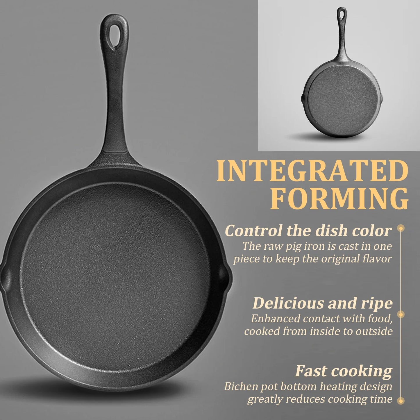 Multi-Size Cast Iron Skillets Set - 6-Inch, 8-Inch, 9-Inch,10-Inch Frying Pans for Every Recipe