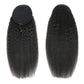 Kinky Straight Ponytail Human Hair Extension 100% Real Human Hair Wrap Around Drawstring In Ponytail Natural Black #1B For Women