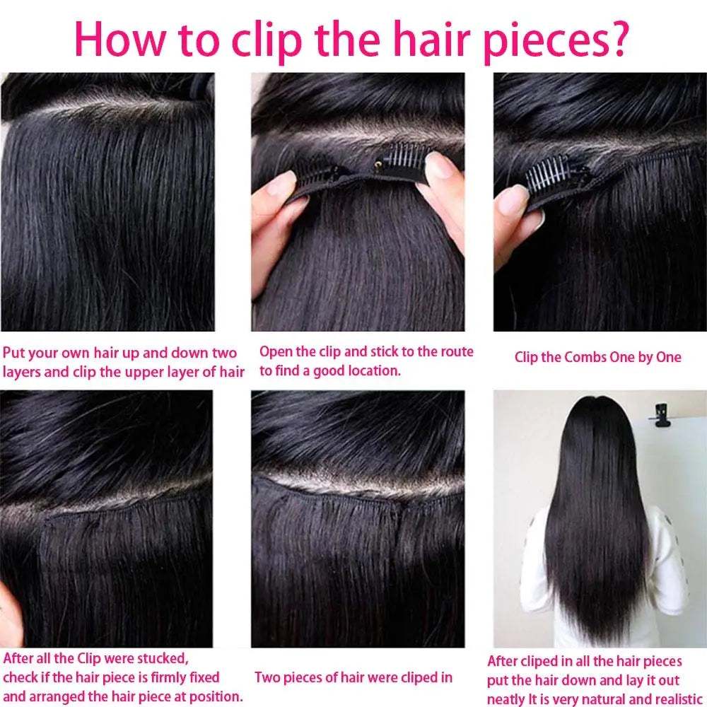 Straight Clip-in Hair Extensions – 100% Remy Human Hair (8 Pcs, 120g)
