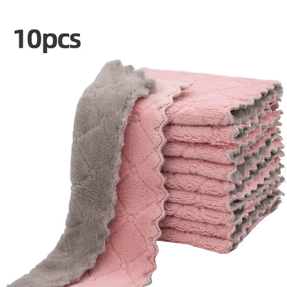 10pcs Microfiber Dish Cloths, Multi Purpose Dishwashing Towels For Tableware, Double Sided Cleaning Rags, Scouring Pads, Cleanin