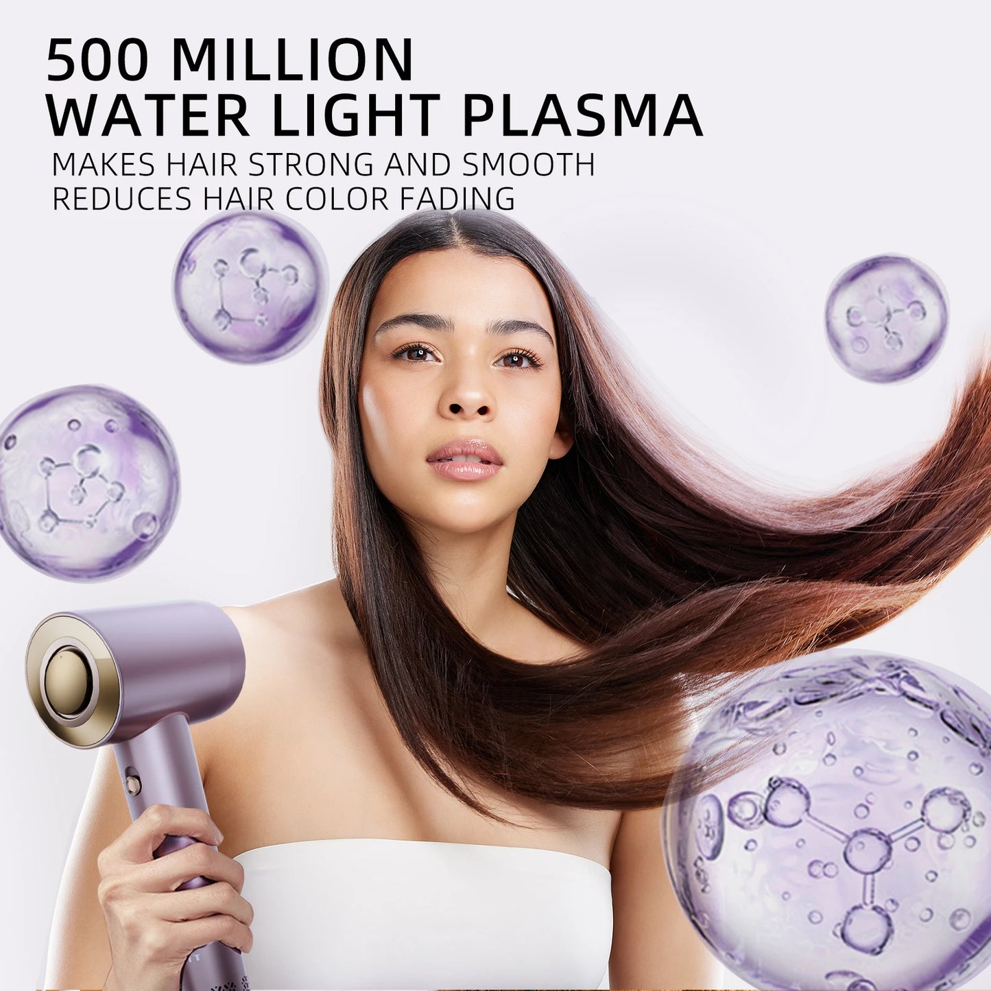 Tinsol Hair Dryer, 500 Million Plasma Professional, 130000RPM High Speed Brushless Motor Blow Dryer Fragrance  Home Travel