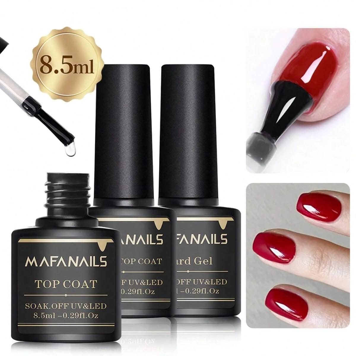 2PCS 8.5ml Base & Top Coat Gel Nail Polish Set
