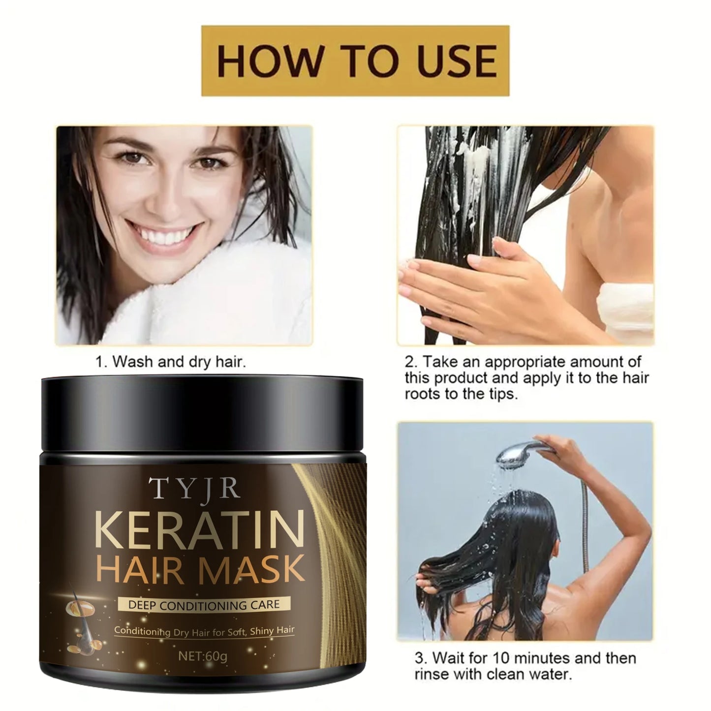 Keratin Hair Mask – Professional Deep Repair (60g Travel Size)
