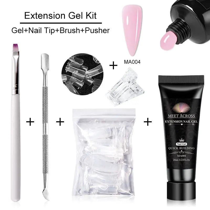 MEET ACROSS 5PCS/Set Nail Extension Gel Kit