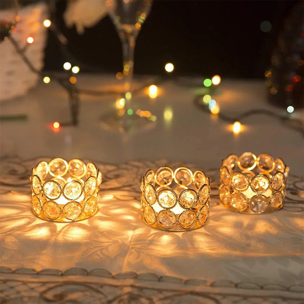 24pcs Gold Crystal Tea Light Candle Holders Bowl Tealight Candle Holders Decorative for Table Centerpieces Wedding Party Home
