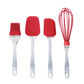 Silicone Kitchen Utensils Set 4 Piece Whisk Spatula Spoon Basting Brush Heat Resistant Easy Clean Dishwasher Safe Cooking Tool