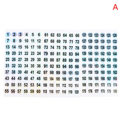 3 Sheets Number Sticker Set (1–180) – Holographic Nail Polish Labels