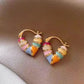 2025 Trendy Red Dripping Oil Heart Hoop Earrings For Women Girls Korean Elegant Love Dangle Earring Jewelry Gift