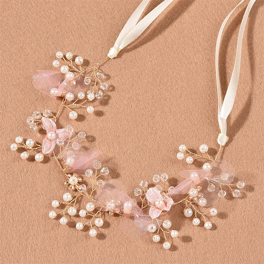 New Fashion Imitated Pearl Crowns Girls Bridal Wedding Headband Floral Flower Headband for Girls Adult Bohemian Hair accessories
