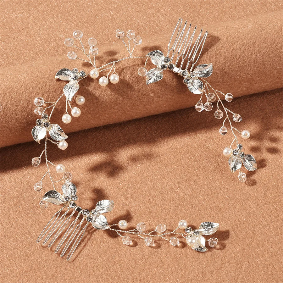 New Fashion Imitated Pearl Crowns Girls Bridal Wedding Headband Floral Flower Headband for Girls Adult Bohemian Hair accessories