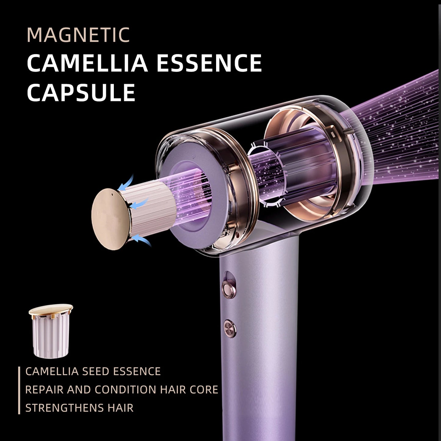 Tinsol Hair Dryer, 500 Million Plasma Professional, 130000RPM High Speed Brushless Motor Blow Dryer Fragrance  Home Travel