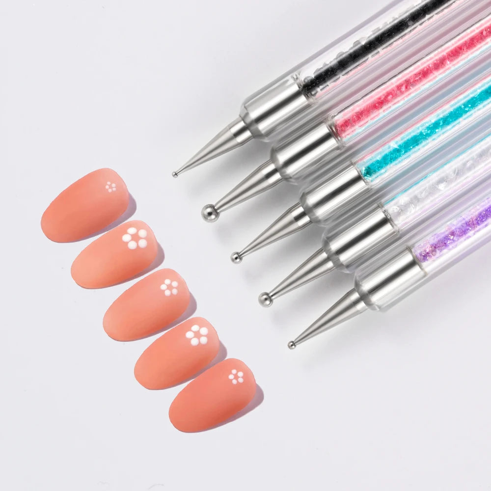 5PCS Nail Art Brush & Dotting Tool Set – Striping, Liner & Rhinestone Picker