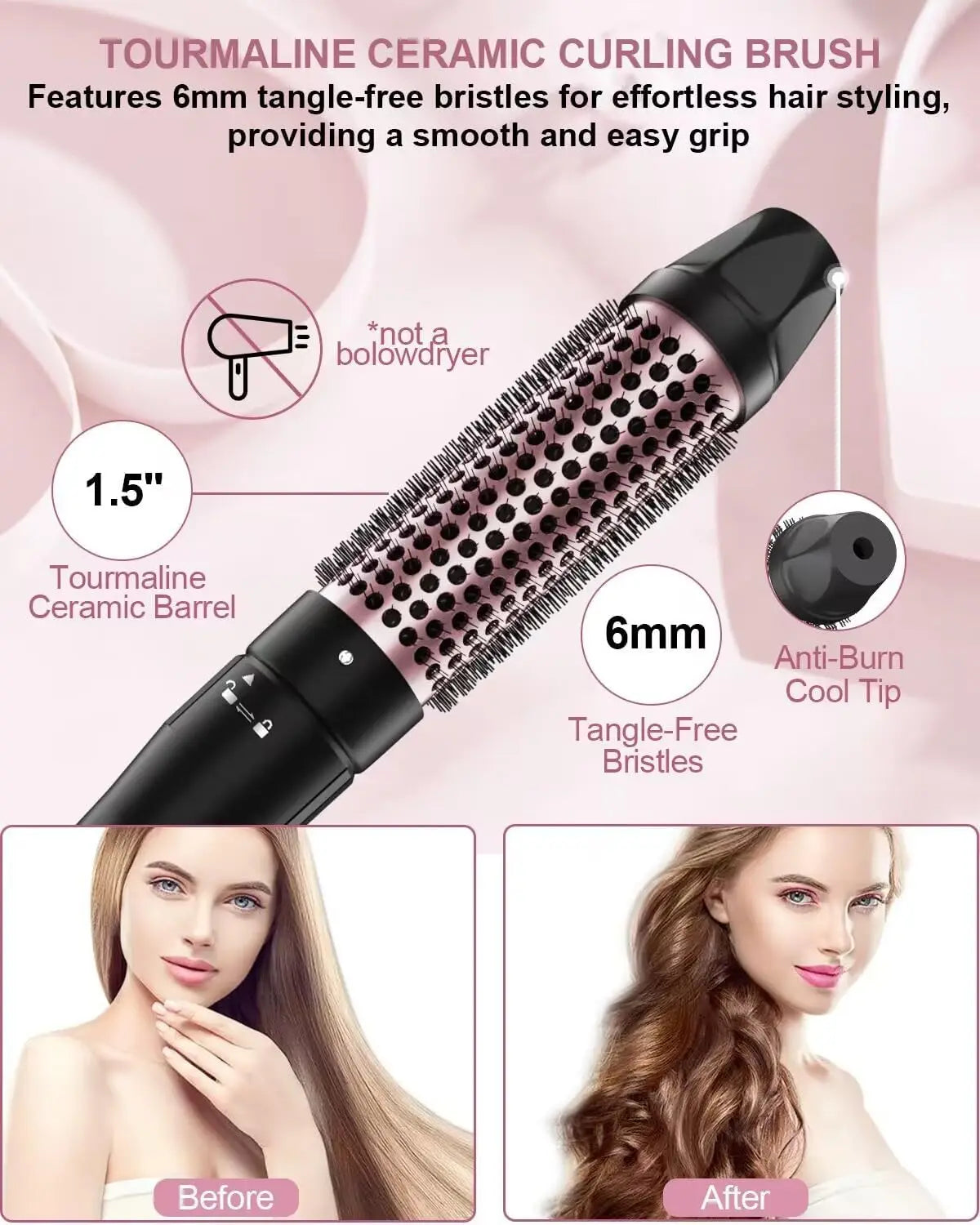 6-in-1 Curling Iron Wand Set with Thermal Brush & Ceramic Barrels