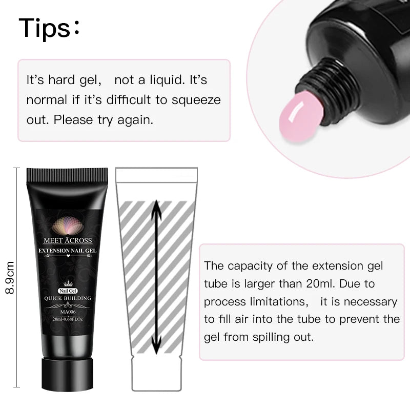 MEET ACROSS 5PCS/Set Nail Extension Gel Kit