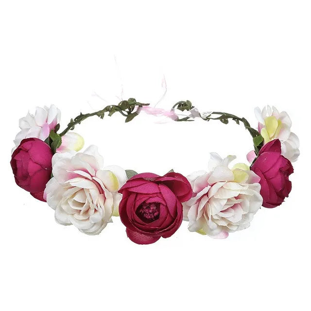 New Fashion Imitated Pearl Crowns Girls Bridal Wedding Headband Floral Flower Headband for Girls Adult Bohemian Hair accessories