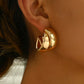 Stainless Steel Chunky Hoop Earrings for Women Girls Gold Color Double Ring Thick Geometric Drop Earrings Statement Jewelry Gift