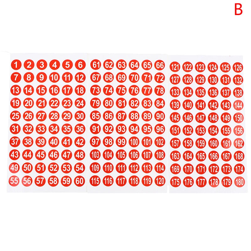 3 Sheets Number Sticker Set (1–180) – Holographic Nail Polish Labels