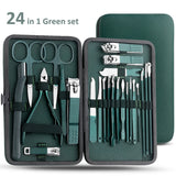 Green Stainless Steel Nail Cutter & Pedicure Scissors Set (7/13/24 pcs)