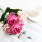 1 Bundle Artificial Roses Flowers Silk Peony Bouquet Home Decoration Accessorie Wedding Party Scrapbook Fake Plants Diy Pompons