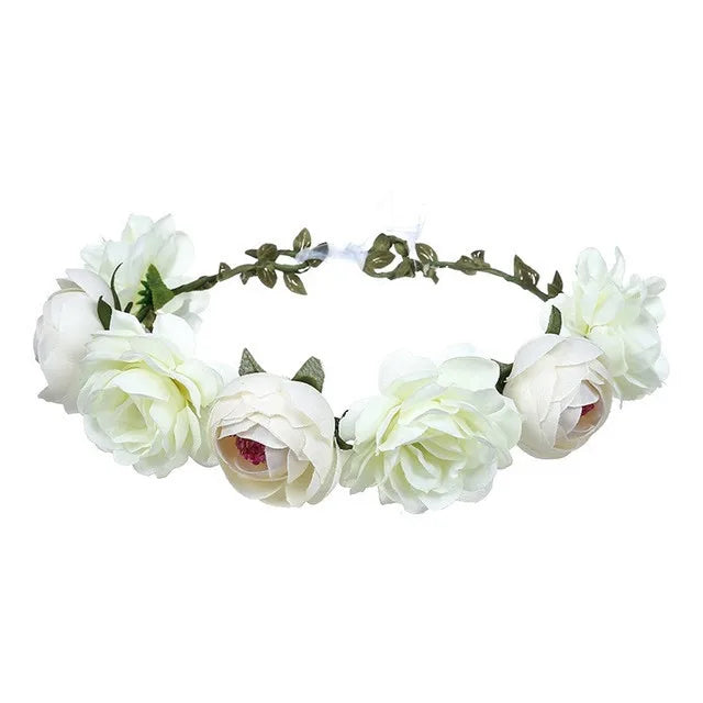 New Fashion Imitated Pearl Crowns Girls Bridal Wedding Headband Floral Flower Headband for Girls Adult Bohemian Hair accessories