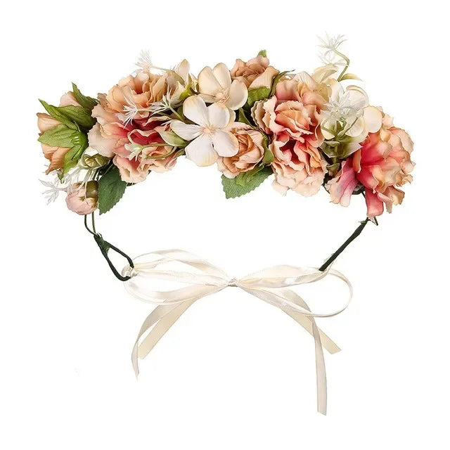New Fashion Imitated Pearl Crowns Girls Bridal Wedding Headband Floral Flower Headband for Girls Adult Bohemian Hair accessories