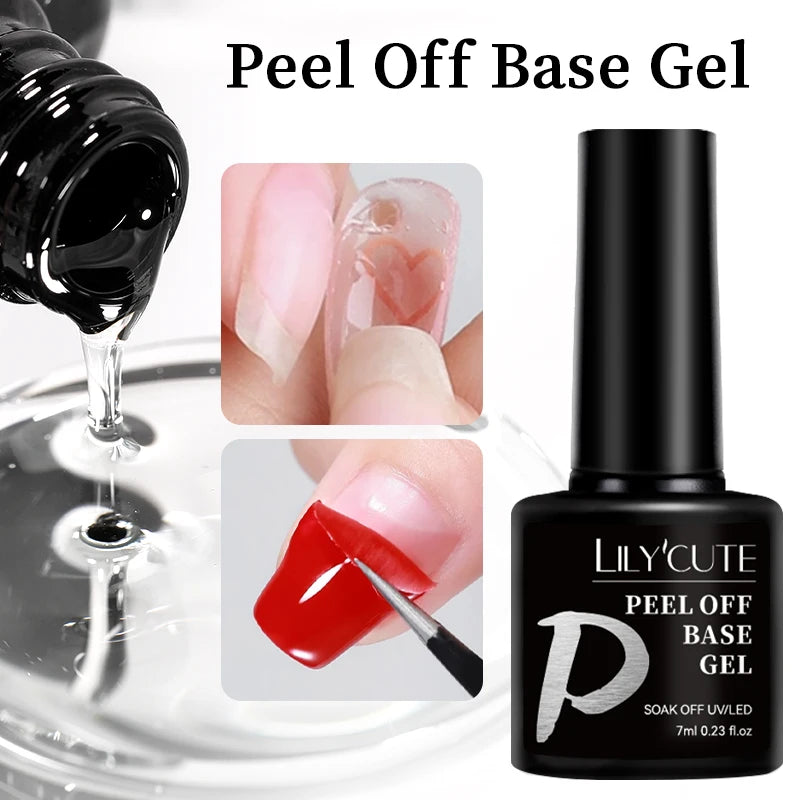 LILYCUTE 7ml Peel-Off Base Gel Nail Polish – Clear UV Gel