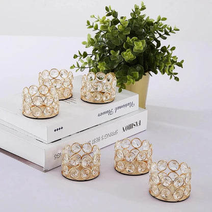 24pcs Gold Crystal Tea Light Candle Holders Bowl Tealight Candle Holders Decorative for Table Centerpieces Wedding Party Home