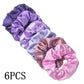 6pcs/lot Hair Scrunchies Bands Scrunchy Ties Ropes Ponytail Holder for Women or Girls Accessories Satin Headwear Solid 100 Color