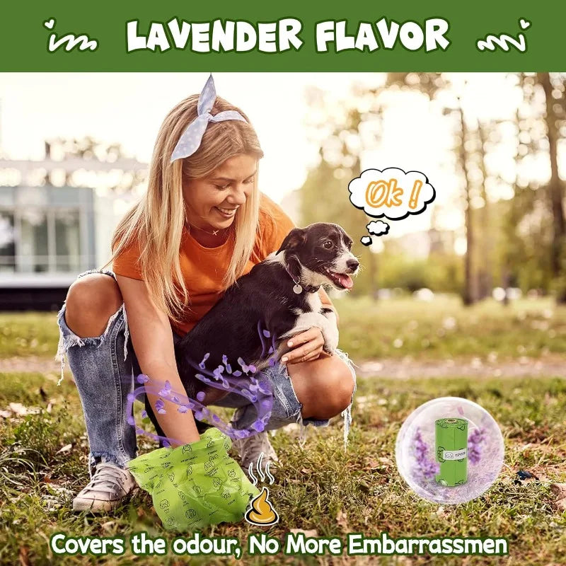 Dog Poop Bag Set with Dispenser & Leash Clip, Thick Waste Poop Bags for Puppy/Small/Medium/Large Dog & Cat