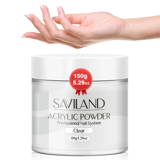 SAVILAND 150g Clear Acrylic Powder Large Capacity Acrylic Nail Powder Long Lasting Nail Art Design Decoration Nail Carving