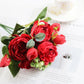 1 Bundle Artificial Roses Flowers Silk Peony Bouquet Home Decoration Accessorie Wedding Party Scrapbook Fake Plants Diy Pompons