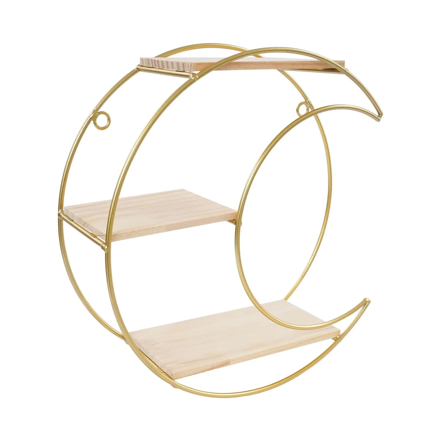 Floating Shelves for Wall-3 Tier Decorative Geometric Circle Metal and Wood Decorative Wall Shelves, Bathroom Shelf Round Decor