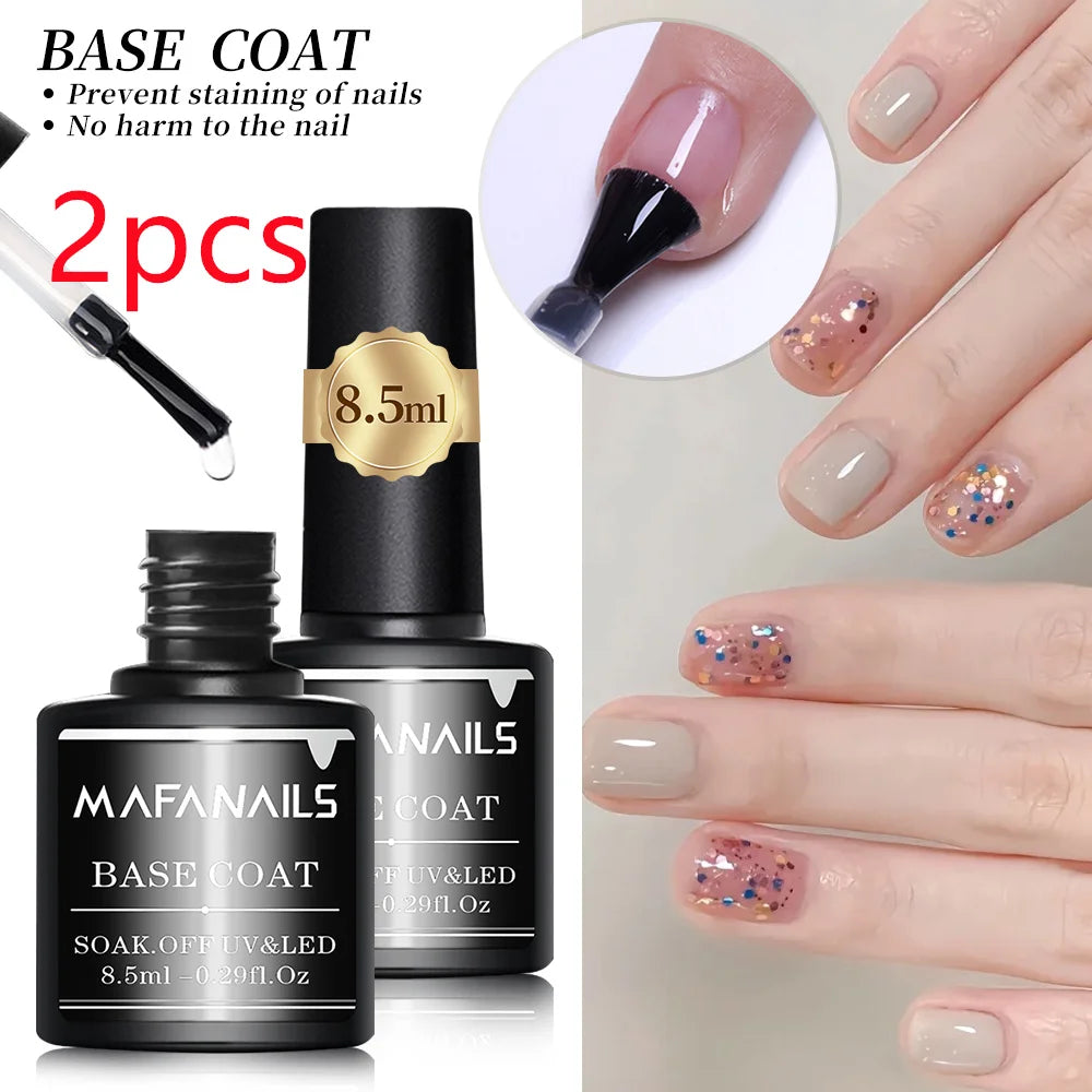 2PCS 8.5ml Base & Top Coat Gel Nail Polish Set