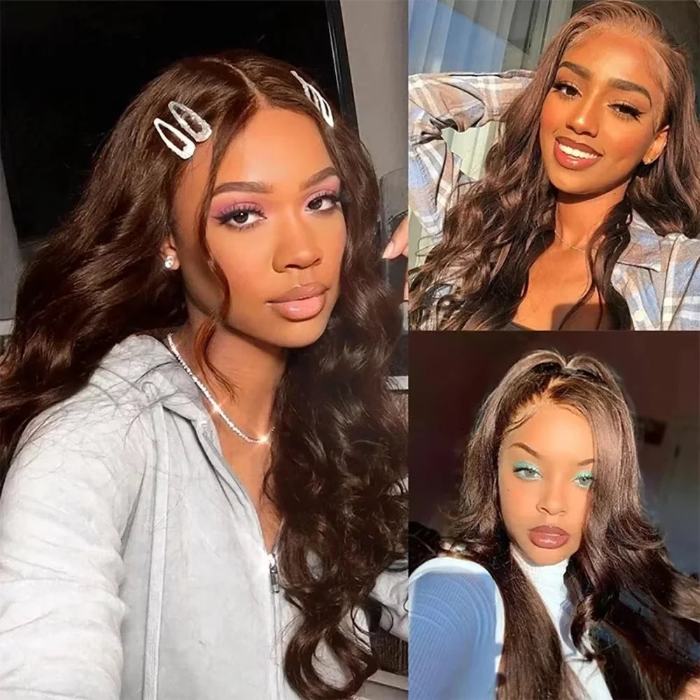 13x6 HD Lace Front Wig – Chocolate Brown Body Wave (46 Inch, 200% Density)