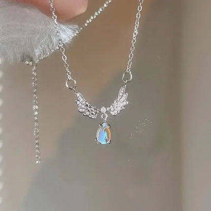 Sweet Pink Bow Necklace Ladies Fashion Sparkling Rhinestone Star Shape Pendant Clavicle Chain Delicate Wedding Accesories