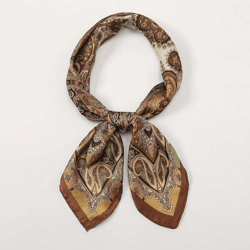 Square Silk Scarf With Horse Print For Women, Luxury Design, 70x70cm, Soft Satin Headband, Office Scarf, Hijab Gift