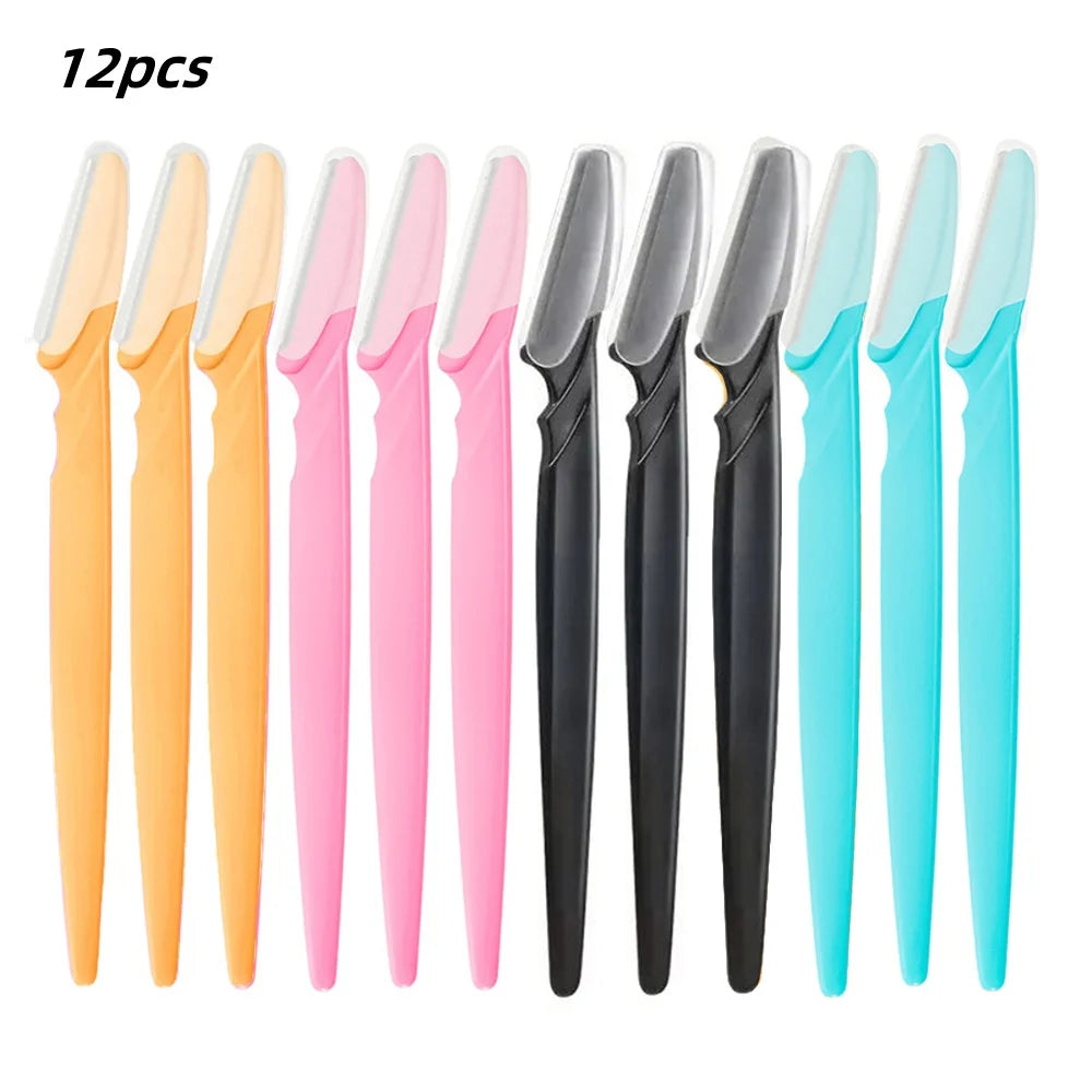 40/30/12/10 Pcs Random Color Set Multipurpose Eyebrow Razor Tools And Facial Razor With Precision Cover,Safety
