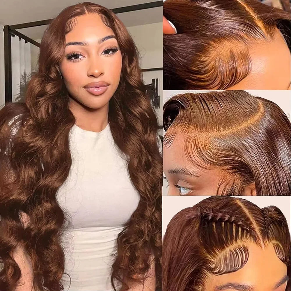 13x6 HD Lace Front Wig – Chocolate Brown Body Wave (46 Inch, 200% Density)