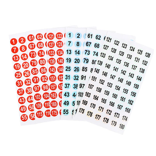 3 Sheets Number Sticker Set (1–180) – Holographic Nail Polish Labels