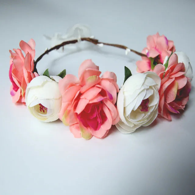 New Fashion Imitated Pearl Crowns Girls Bridal Wedding Headband Floral Flower Headband for Girls Adult Bohemian Hair accessories