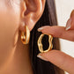 Stainless Steel Chunky Hoop Earrings for Women Girls Gold Color Double Ring Thick Geometric Drop Earrings Statement Jewelry Gift