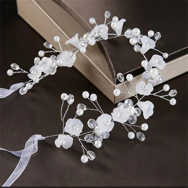 New Fashion Imitated Pearl Crowns Girls Bridal Wedding Headband Floral Flower Headband for Girls Adult Bohemian Hair accessories