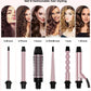 6-in-1 Curling Iron Wand Set with Thermal Brush & Ceramic Barrels