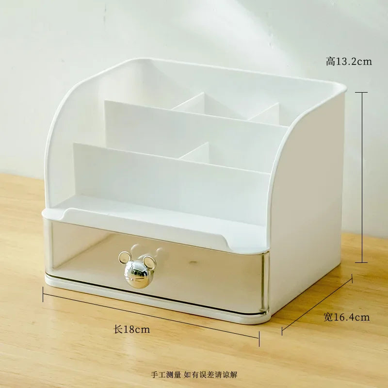 Makeup Organizer with Drawer, Cosmetic Desk Storage Box, Skincare Organizers for Dressing Table, Bathroom Counter Vanity Holder