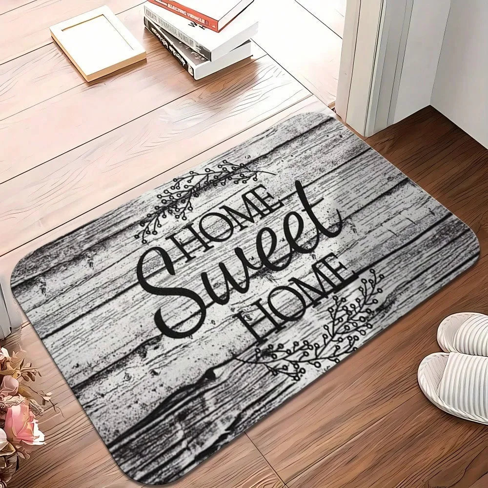 1pc Sweet Home Text Rubber Floor Mat Water-Absorbent Non-Slip Easy To Clean Floor Mat Bathroom Living Room Kitchen, Home Decor