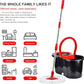 360° Spin Mop Bucket Sets with Wring System in 3 Microfiber Heads, Stainless Steel Basket 61" Extended Handle Floor Cleaning