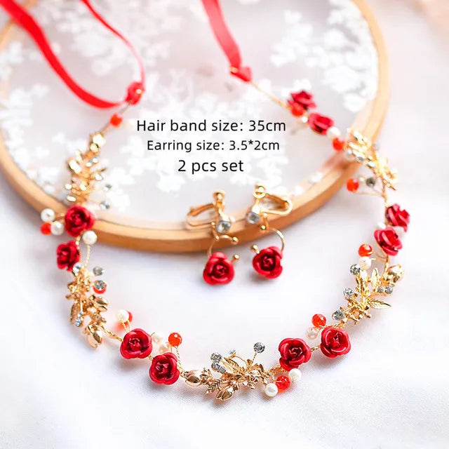 New Fashion Imitated Pearl Crowns Girls Bridal Wedding Headband Floral Flower Headband for Girls Adult Bohemian Hair accessories