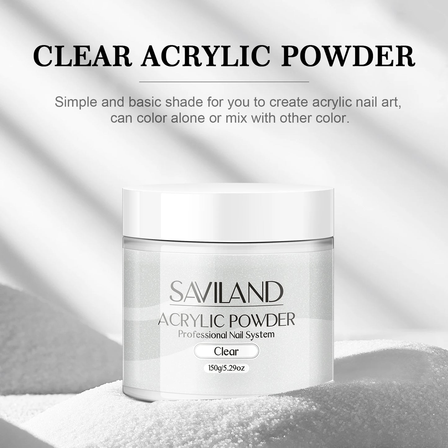 SAVILAND 150g Clear Acrylic Powder Large Capacity Acrylic Nail Powder Long Lasting Nail Art Design Decoration Nail Carving