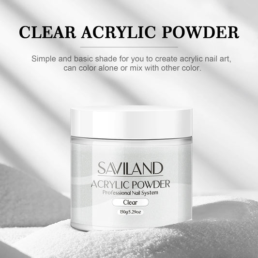 SAVILAND 150g Clear Acrylic Powder Large Capacity Acrylic Nail Powder Long Lasting Nail Art Design Decoration Nail Carving