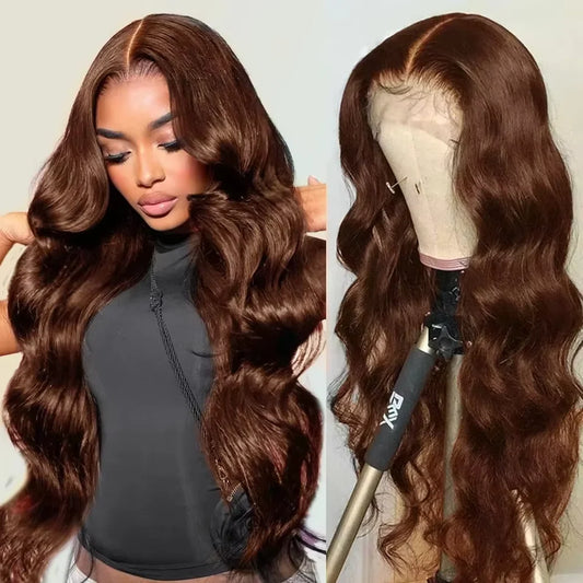 13x6 HD Lace Front Wig – Chocolate Brown Body Wave (46 Inch, 200% Density)